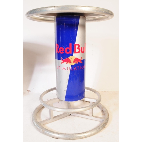 625 - Two contemporary Red Bull advertised beer / café garden warehouse tall occasional industrial tables.... 
