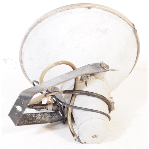 626 - A retro mid 20th century industrial factory metal hanging ceiling flood light. Of tapering conical f... 