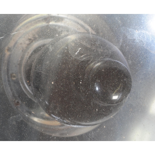 626 - A retro mid 20th century industrial factory metal hanging ceiling flood light. Of tapering conical f... 