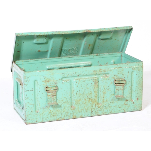 627 - A 20th century circa 1950s industrial mint green metal ammunition military case marked B167A SV-50-A... 