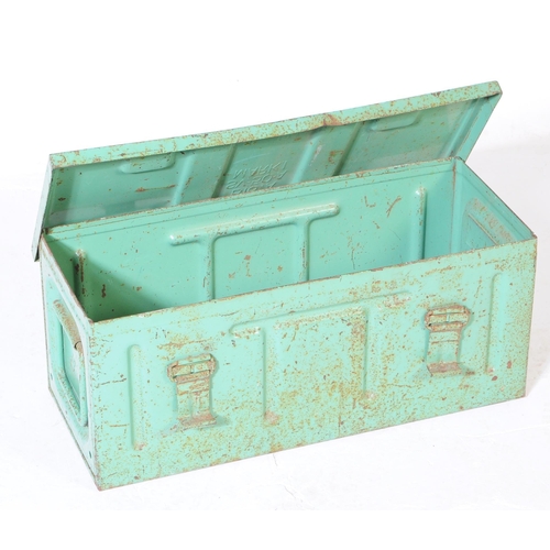 627 - A 20th century circa 1950s industrial mint green metal ammunition military case marked B167A SV-50-A... 