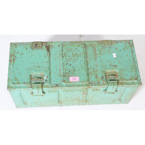627 - A 20th century circa 1950s industrial mint green metal ammunition military case marked B167A SV-50-A... 