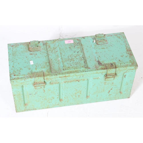 627 - A 20th century circa 1950s industrial mint green metal ammunition military case marked B167A SV-50-A... 