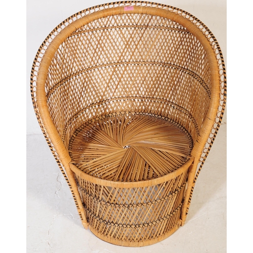 633 - A vintage 20th century circa 1980s bamboo wicker rattan garden conservatory chairs. One larger of ci... 