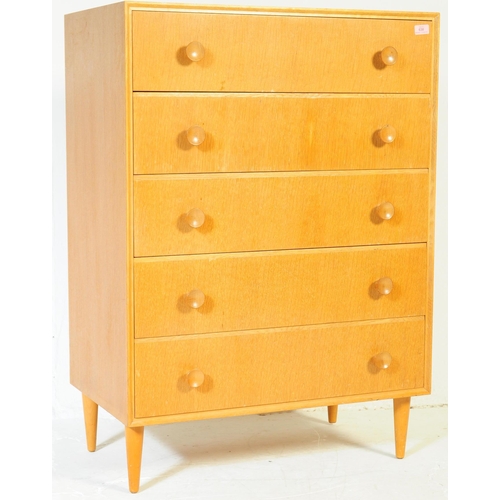 638 - Meredew Furniture - A  Mid-century teak wood pedestal chest of drawers. Raised on tapering legs with... 