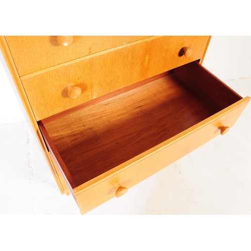 638 - Meredew Furniture - A  Mid-century teak wood pedestal chest of drawers. Raised on tapering legs with... 