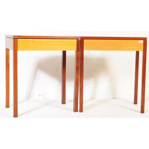 639 - British Modern Design - A pair of retro mid 20th century British furniture teak side occasional tabl... 