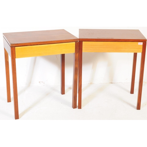 639 - British Modern Design - A pair of retro mid 20th century British furniture teak side occasional tabl... 