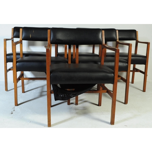 640 - A set of six vintage mid 20th century circa 1960's teak framed & leatherette dining chairs (believed... 