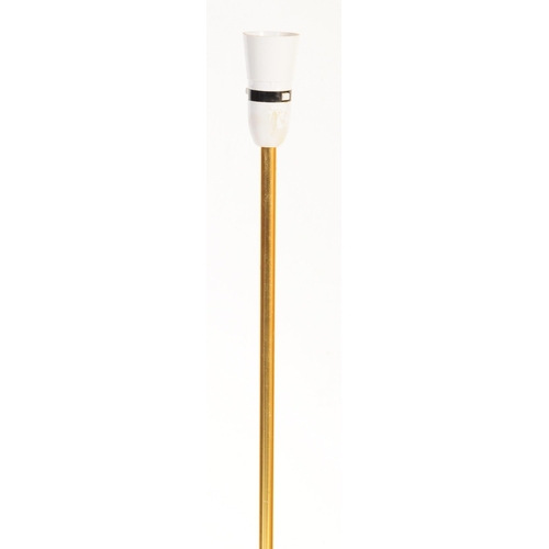 647 - A retro mid 20th century Danish inspired brass and teak floor standing standard lamp. The lamp havin... 