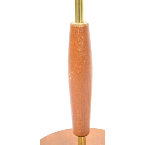 649 - A retro mid 20th century circa 1960s teak and brass Danish inspired table lamp having tapering teak ... 