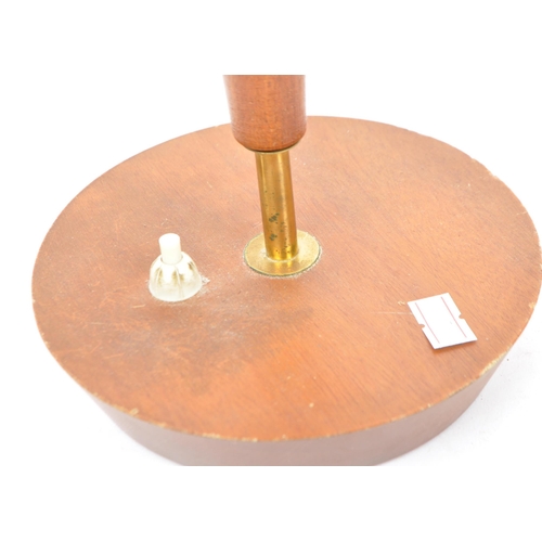 649 - A retro mid 20th century circa 1960s teak and brass Danish inspired table lamp having tapering teak ... 