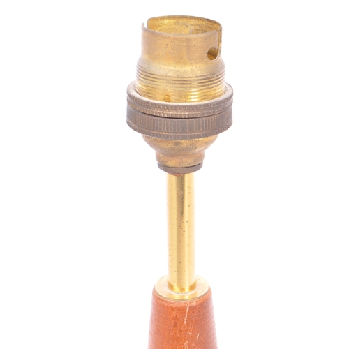 649 - A retro mid 20th century circa 1960s teak and brass Danish inspired table lamp having tapering teak ... 