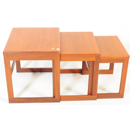 657 - British Modern Design - Mid 20th century teak nest of tables. Of rectangular form with square quadri... 