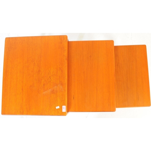 657 - British Modern Design - Mid 20th century teak nest of tables. Of rectangular form with square quadri... 