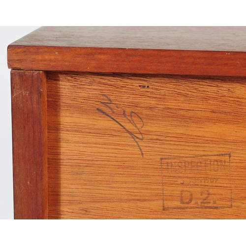 660 - British Modern Design - Retro mid 20th century teak veneered Tallboy chest of drawers. Rectangular f... 