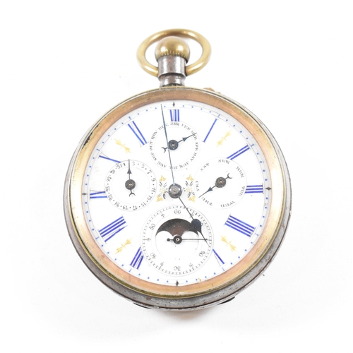 An Acier Garanti Swiss made pocket watch. The antique watch having a circular white dial with blue R