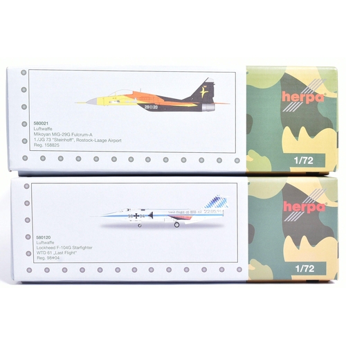 108 - Diecast - x2 original Herpa Military Series 1/72 scale diecast model aircrafts comprising; 580021 Lu... 