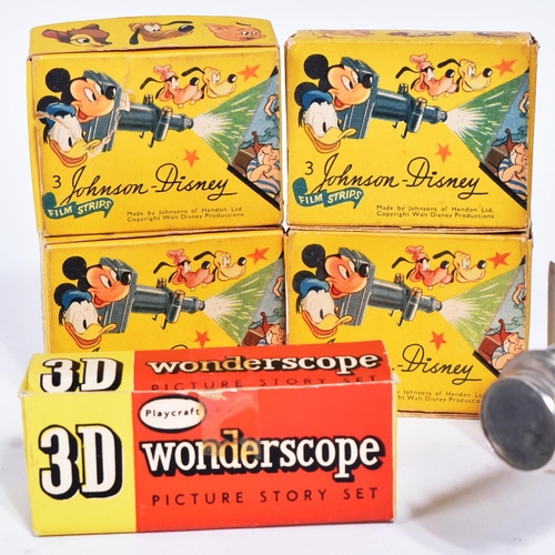 116 - Walt Disney - a vintage Johnson made Walt Disney projector with x4 boxes of film strips comprising S... 