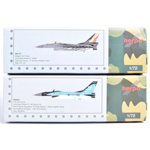 117 - Diecast - x2 original Herpa Military Series 1/72 scale diecast aircrafts comprising; 580137 Belgian ... 