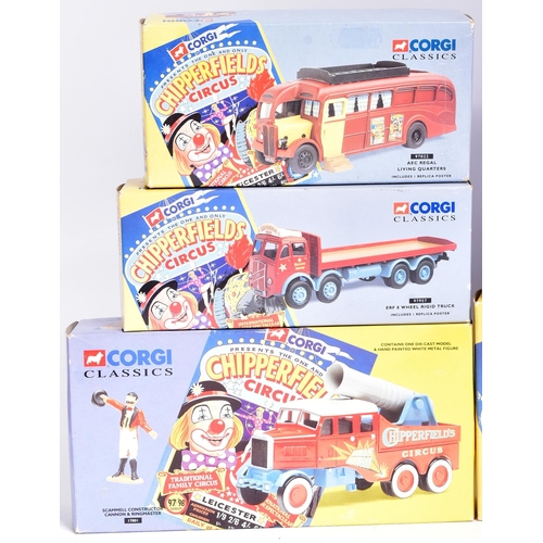 119 - Diecast - collection of Corgi Chipperfields Circus boxed diecast models to include; Scammell Constru... 