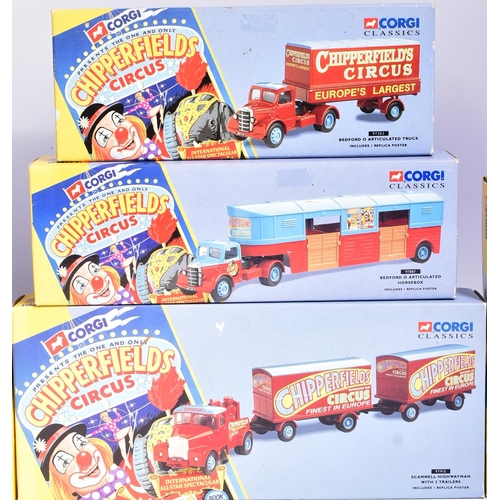 119 - Diecast - collection of Corgi Chipperfields Circus boxed diecast models to include; Scammell Constru... 