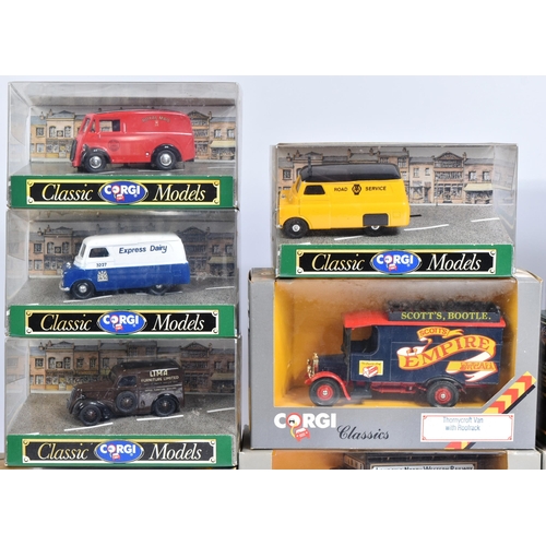 123 - Diecast - a collection of x18 vintage Corgi diecast models to include; D983 Morris J Van, D980 Ford ... 