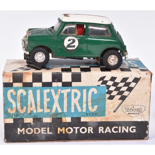 143 - Scalextric - x3 vintage Triang Scalextric slot car racing car minis comprising; C76 Austin Mini Coop... 