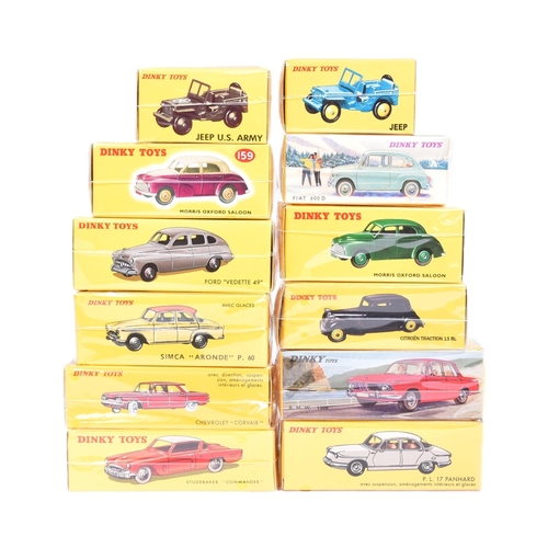 162 - Diecast - a collection of x12 Atlas Edition reissue Dinky Toys diecast model cars to include; 552 Ch... 