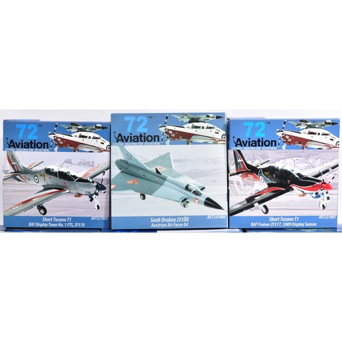 163 - Diecast - a collection of x6 72 Aviation metal aircraft models. To include: no. AV7241006 Saab Drake... 