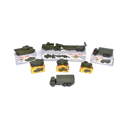 167 - Diecast - a collection of vintage Dinky Toys boxed diecast models of Military interest comprising; 6... 