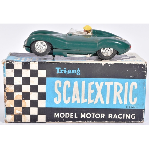 17 - Scalextric - x2 vintage Triang Scalextric slot car racing cars comprising; C62 Ferrari and C60 Jagua... 