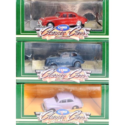 174 - Diecast - a collection of x11 vintage Corgi diecast model cars to include; C706/1 Jaguar MKII, D702/... 