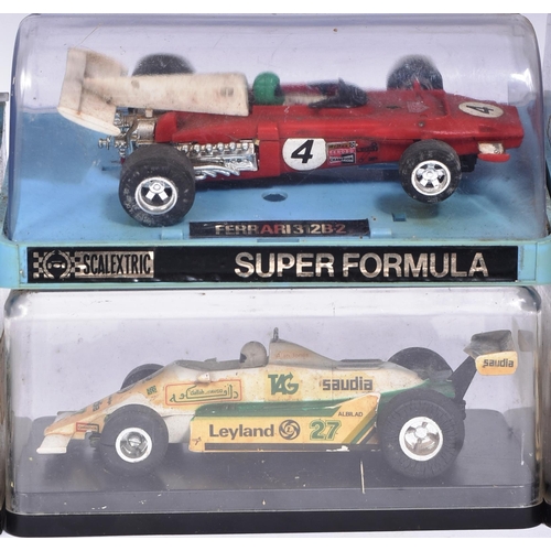 184 - Scalextric - a collection of vintage Scalextric slot car racing cars. Three Hornby Super Formula mod... 