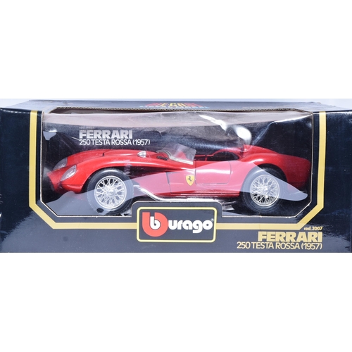 196 - Diecast - x3 Bburago 1/18 scale boxed diecast model cars. All Ferrari examples comprising Testarossa... 