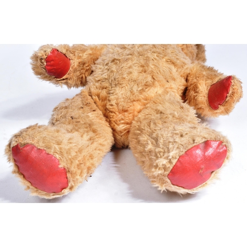 2 - Teddy Bear - Alpha Farnell - a c1950s Alpha Farnell teddy bear. Brown mohair, with red leatherette p... 