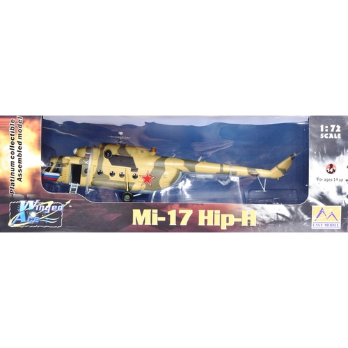 201 - Diecast - x4 Easy Model 1/72 scale helicopter models, comprising of: an American CH-46 Sea Knight, a... 