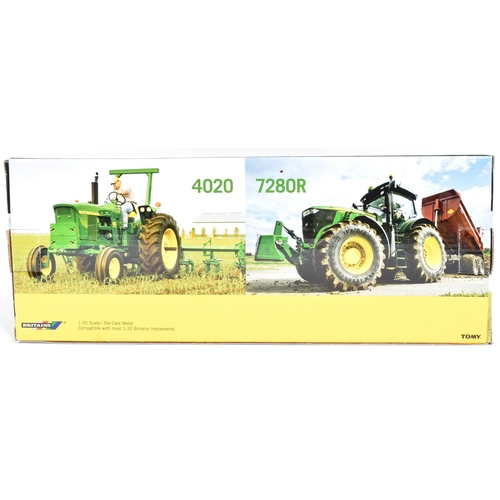 202 - Diecast - a Limited Edition Britains made 1/32 scale diecast model set of x2 gold coloured John Deer... 