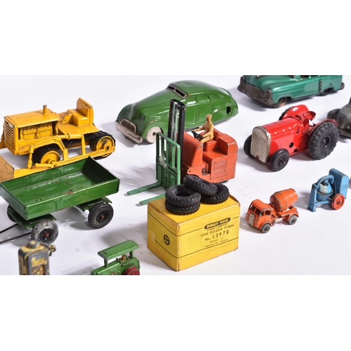 288 - Diecast - a collection of vintage diecast model cars and x3 tinplate models. Diecast to include Dink... 