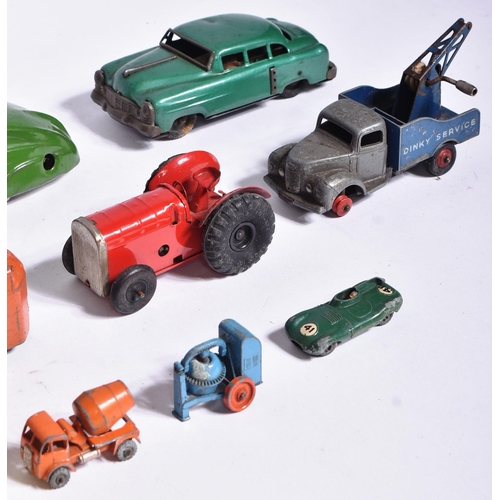 288 - Diecast - a collection of vintage diecast model cars and x3 tinplate models. Diecast to include Dink... 