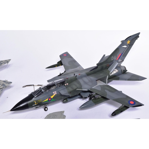 312 - Model Kits - a collection of x5 built model kits of aeroplane interest, comprising of: a German Torn... 