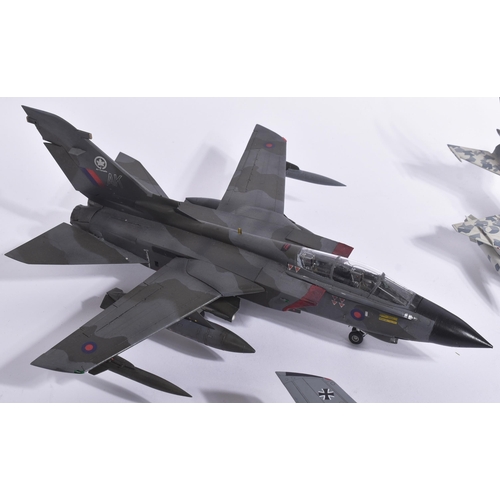 312 - Model Kits - a collection of x5 built model kits of aeroplane interest, comprising of: a German Torn... 