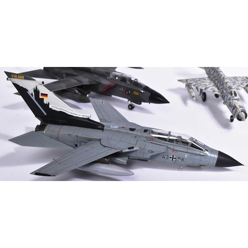 312 - Model Kits - a collection of x5 built model kits of aeroplane interest, comprising of: a German Torn... 