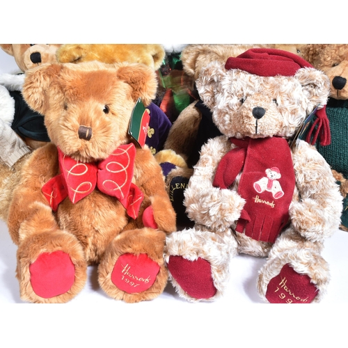 326 - Teddy Bears - a collection of x8 original Harrods commemorative year soft toy teddy bears. A consecu... 