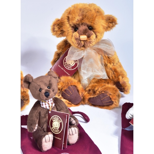 334 - Teddy Bears - a collection of x5 Charlie Bear teddy bears comprising; CB206007O Dylan (x2), CB195198... 