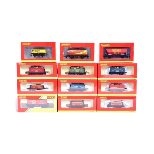 371 - Model Railway - a collection of vintage Hornby OO gauge wagons, to include: R.6825 7 Plank Wagon 'Ch... 