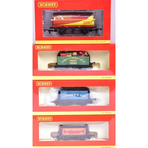 371 - Model Railway - a collection of vintage Hornby OO gauge wagons, to include: R.6825 7 Plank Wagon 'Ch... 