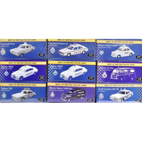 397 - Diecast - a collection of Atlas Edition ' Best Of British Police Cars ' 1/43 scale diecast models to... 