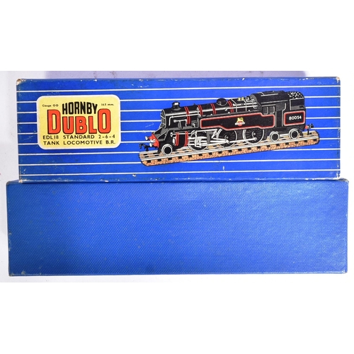 398 - Model Railway - two vintage Hornby Dublo OO gauge trainset locomotive engines, comprising of EDL18 s... 