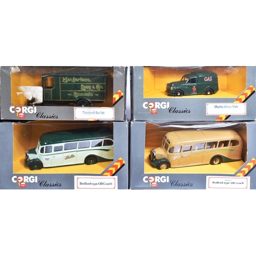 407 - Diecast - a collection of Corgi diecast model buses. Largely Bedford Type OB coaches in assorted liv... 